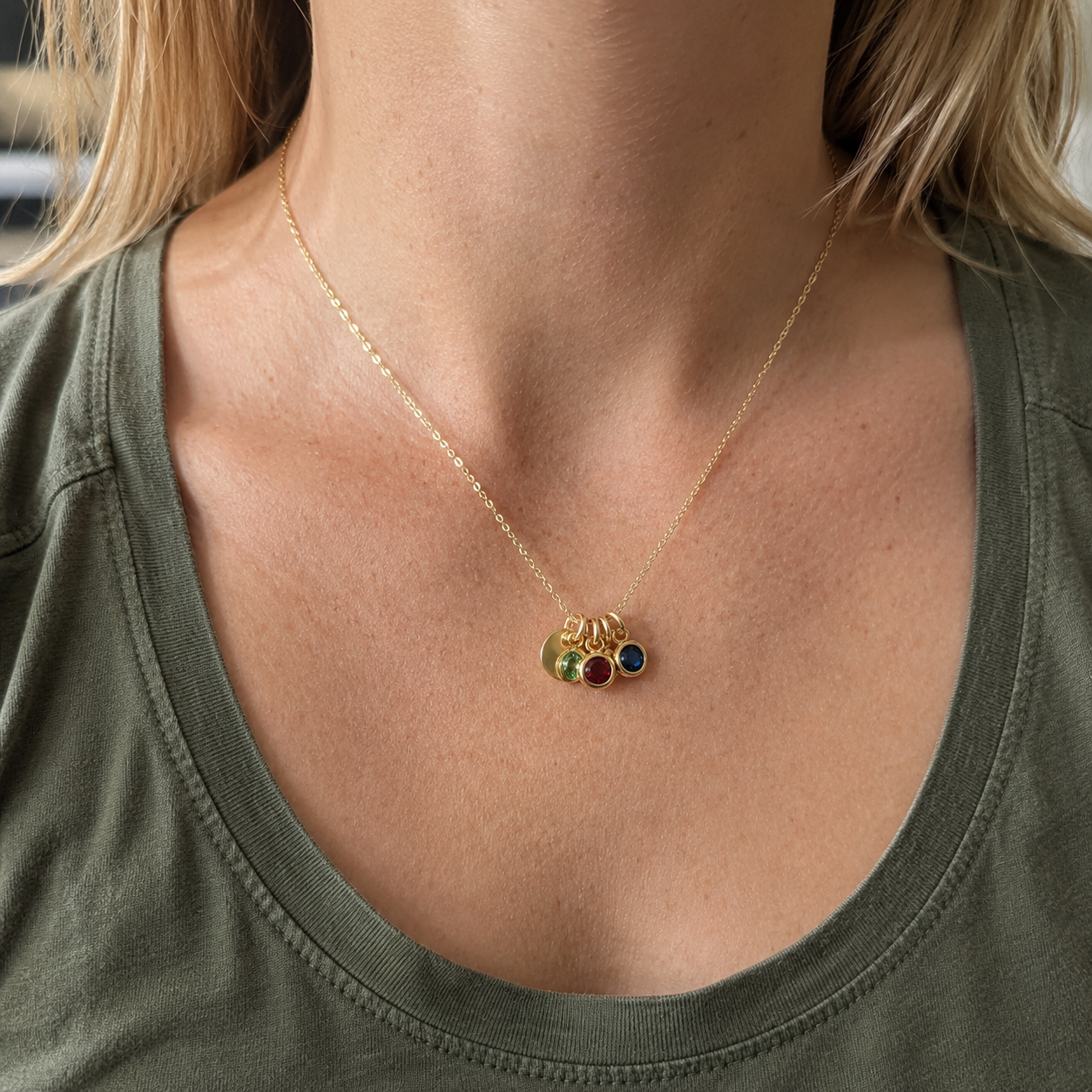 Birthstone Cluster Necklace