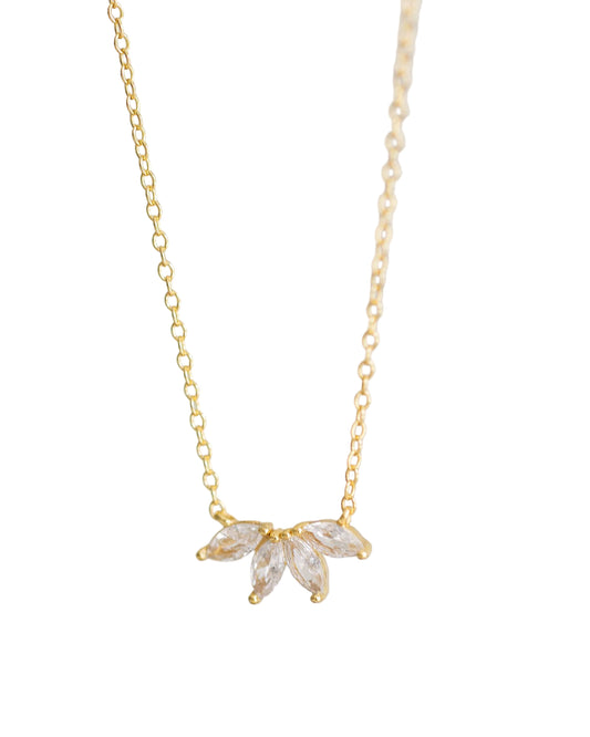 Gold Crystal Flower Necklace