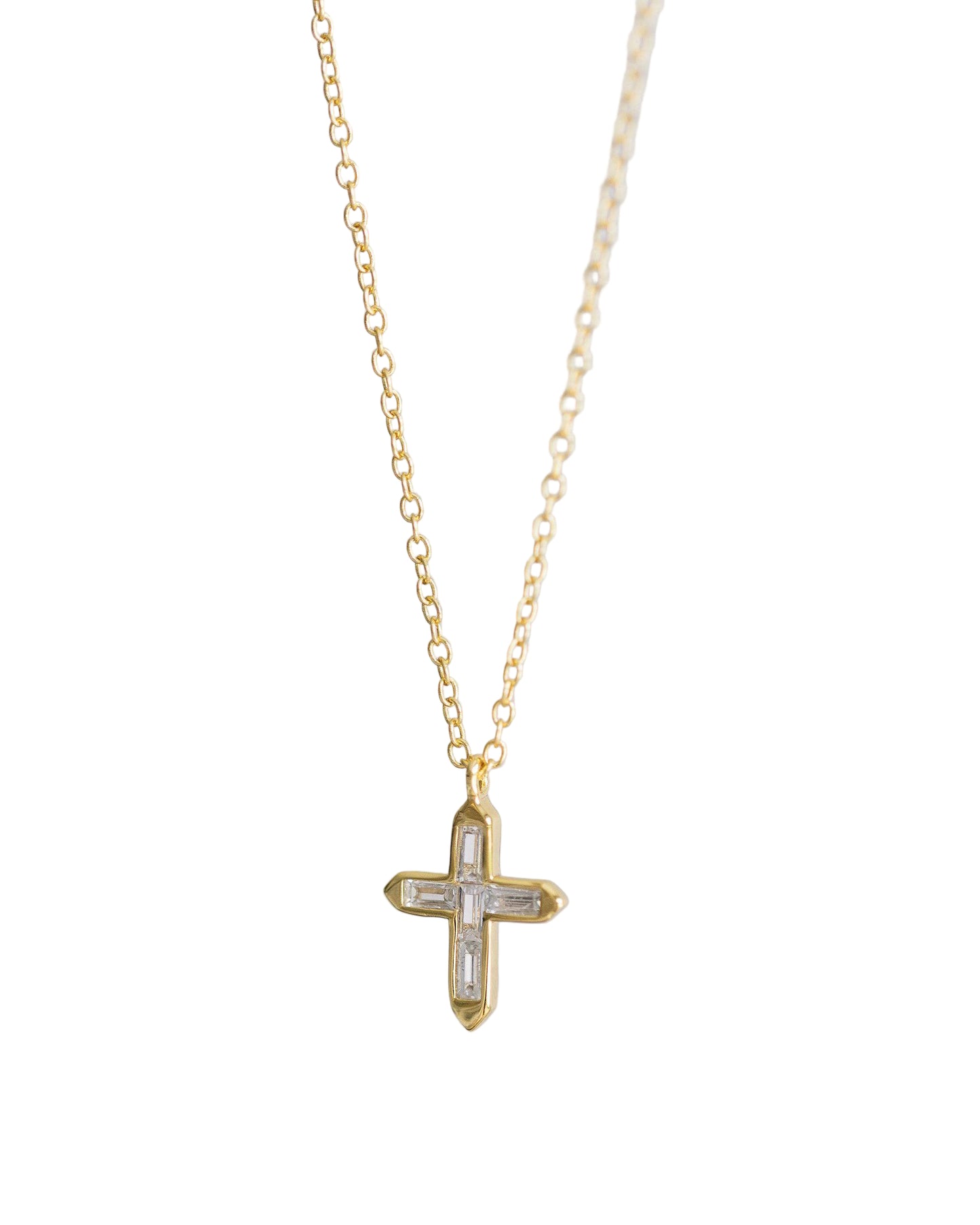 Gold Crystal Cross Necklace