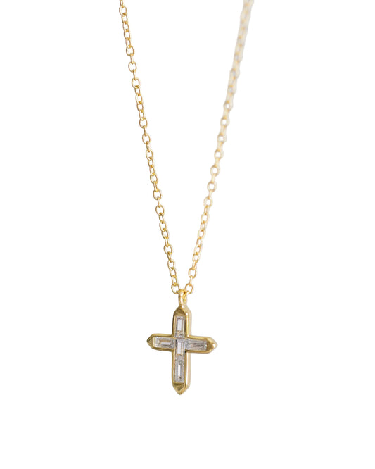 Gold Crystal Cross Necklace