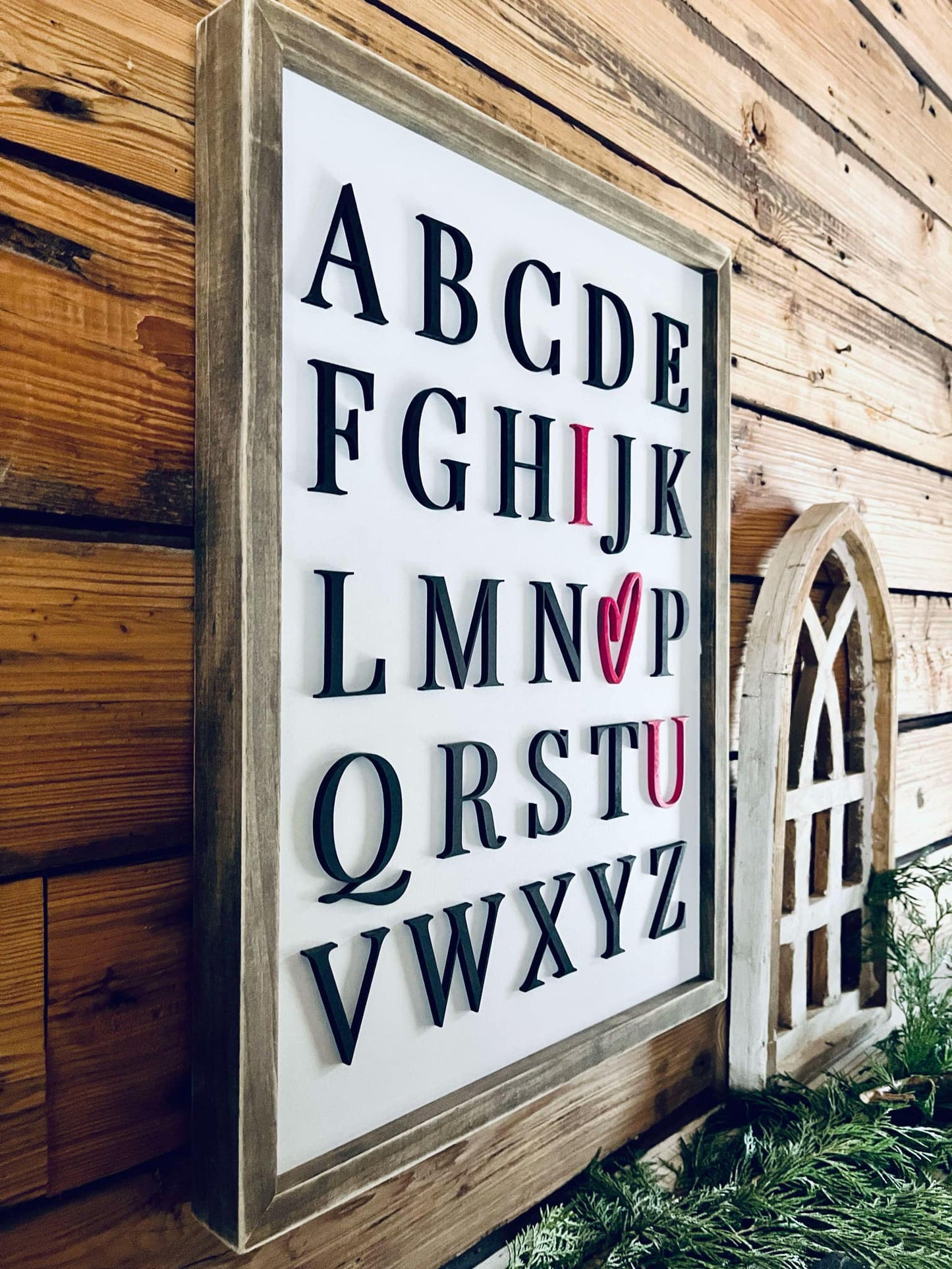 Alphabet I Love You Farmhouse Sign | Nursery Sign | Playroom Sign