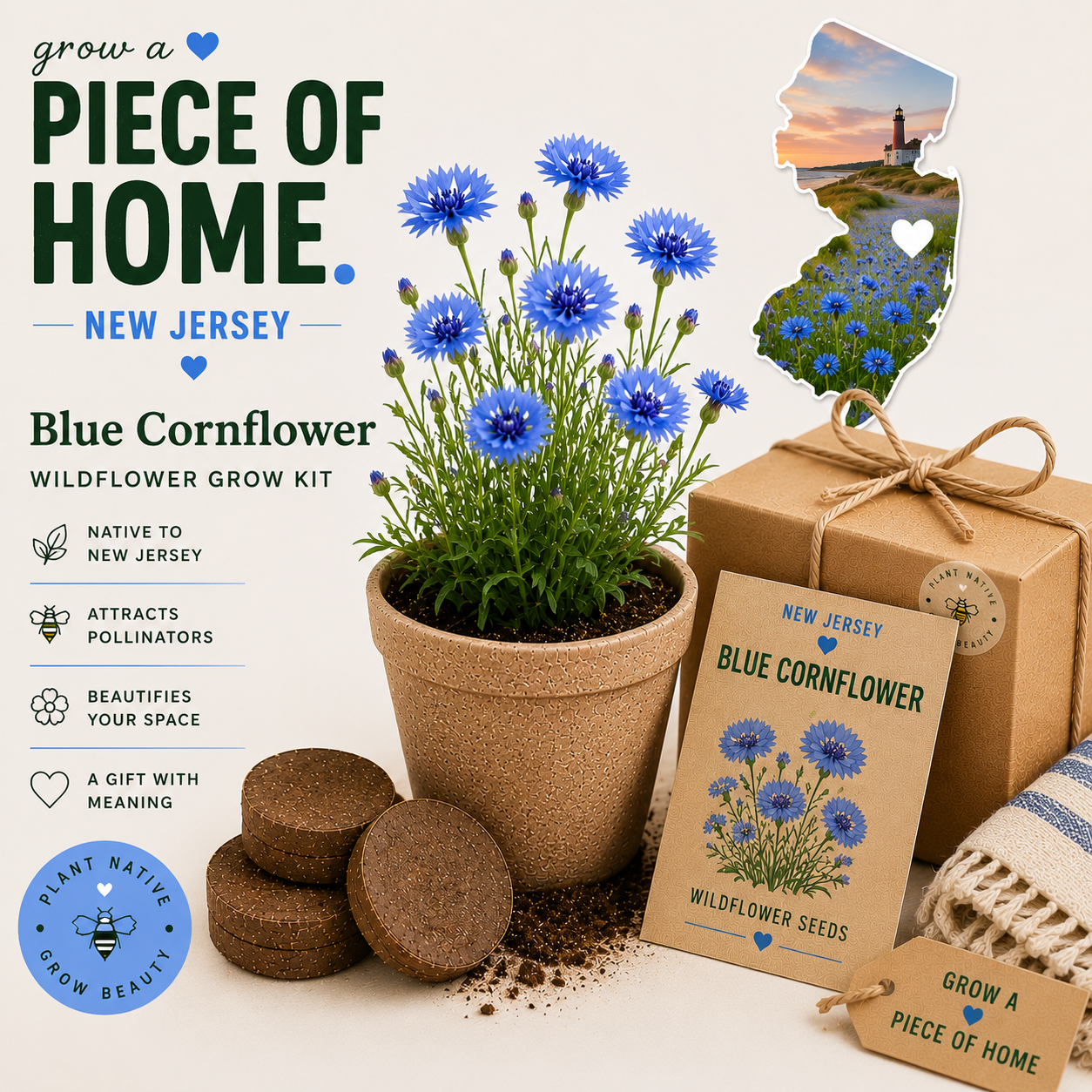 New Jersey Blue Cornflower Wildflower Grow Kit