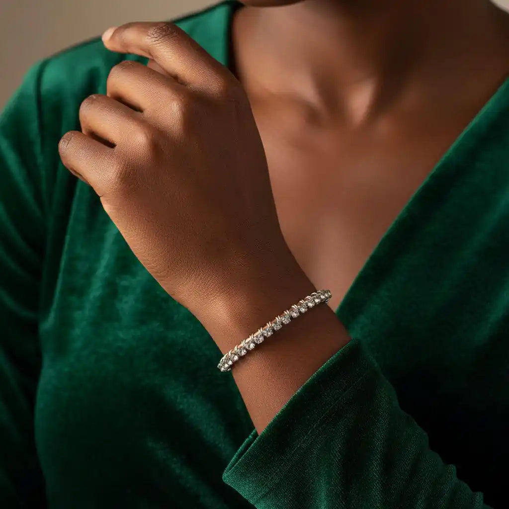 Catch-Free Crystal Rhinestone Tennis Bracelet Bangle