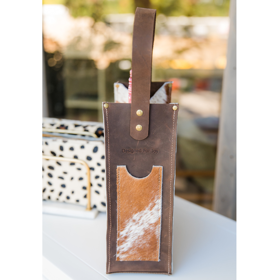 Leather Wine Tote Bag