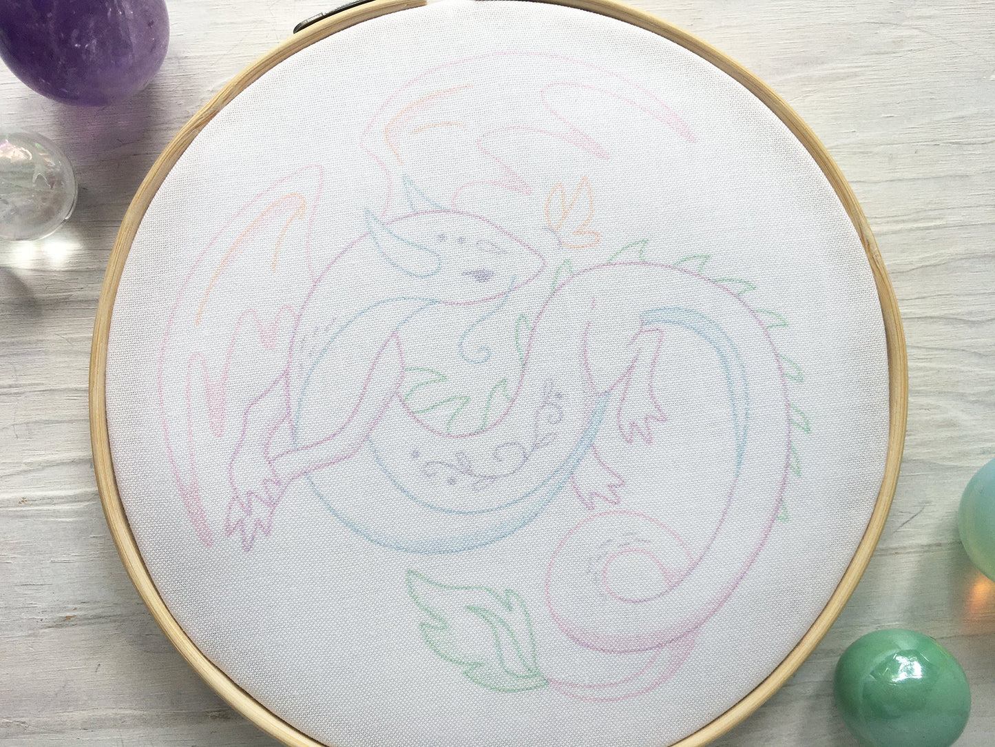 Pastel Dragon Full Kit Beginner Hand Embroidery DIY