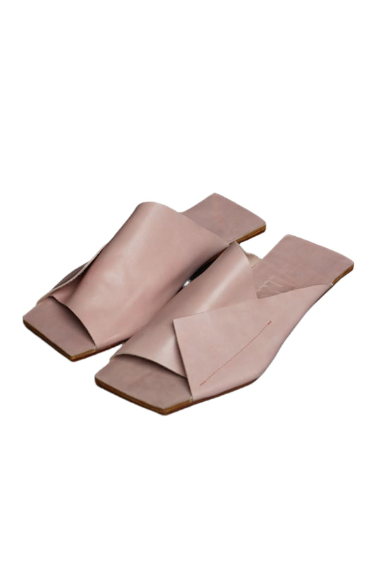 Amos Handcrafted Pink Leather Slides