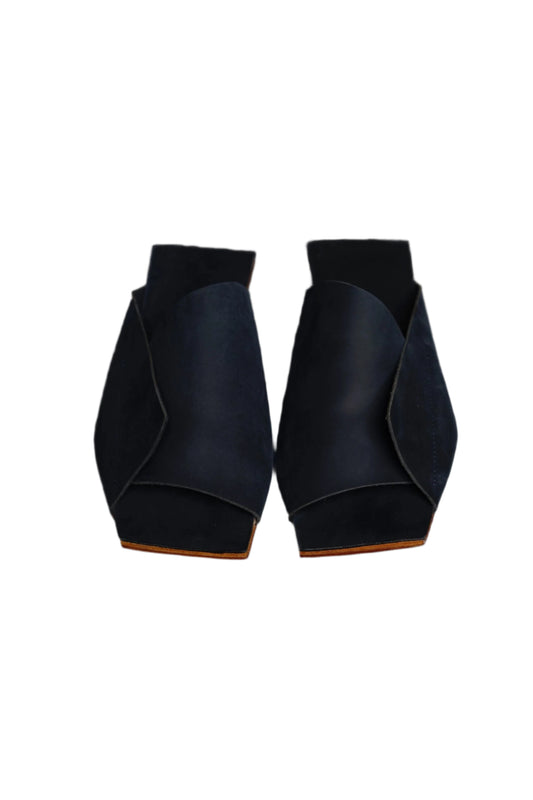 Amos Handcrafted Navy Leather Slides