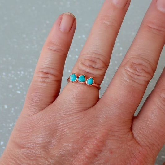 Raw Turquoise Ring — Handcrafted Copper Talisman for Grounding Confidence