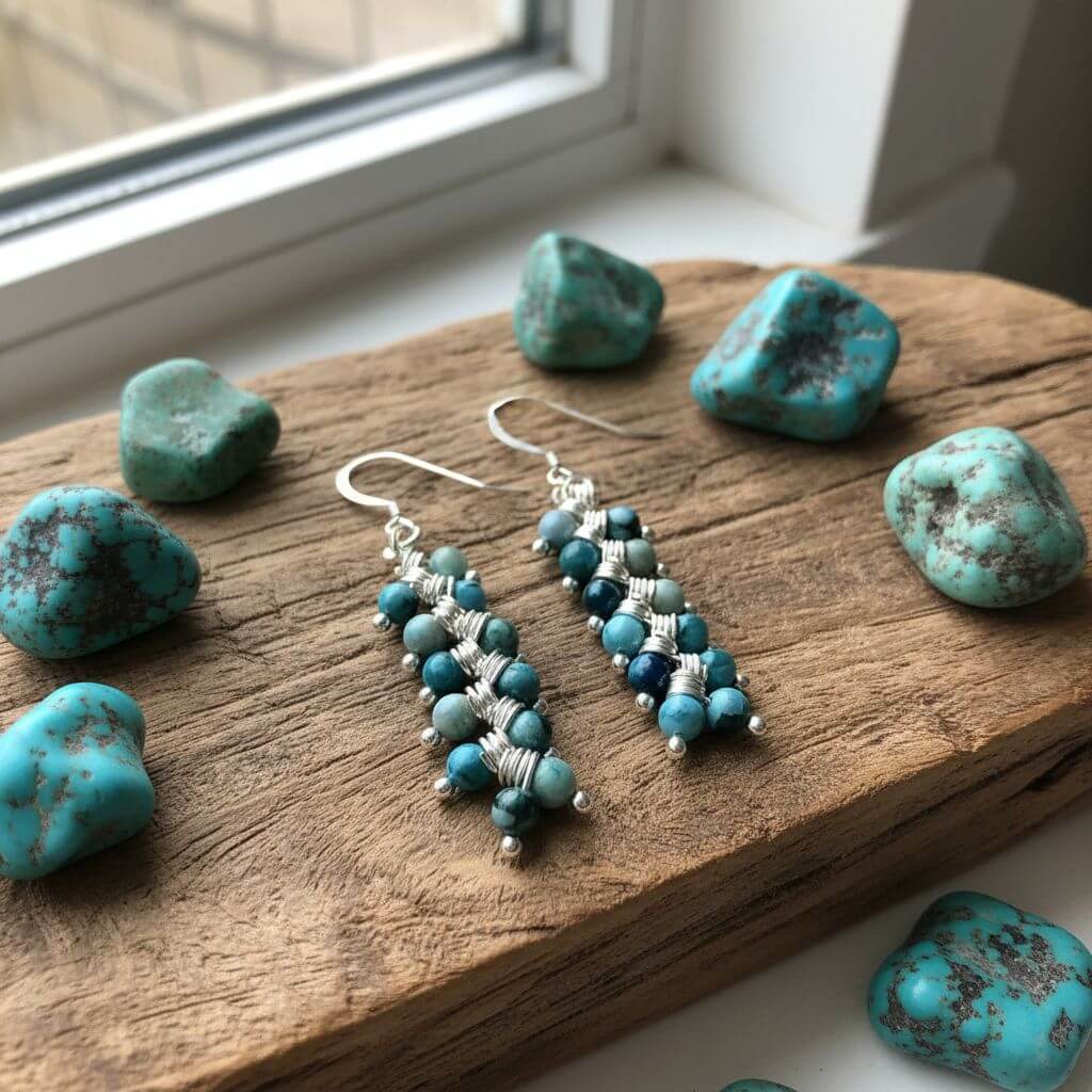 As Seen On TV Jane The Virgin Sterling Silver Turquoise Wire Wrapped Earrings
