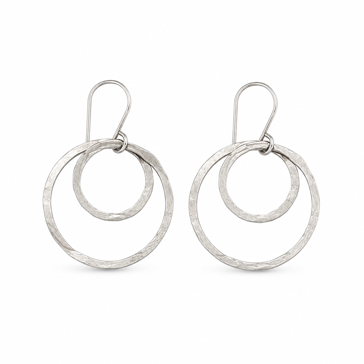 Hand Forged Sterling Silver Double Circle Earrings