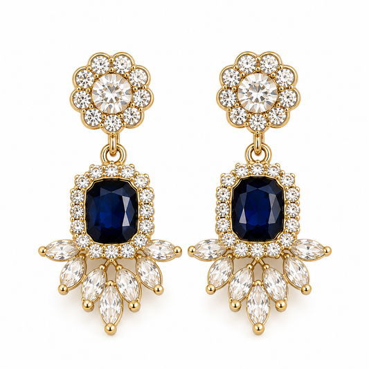 Blue Crystal Chandelier Earrings