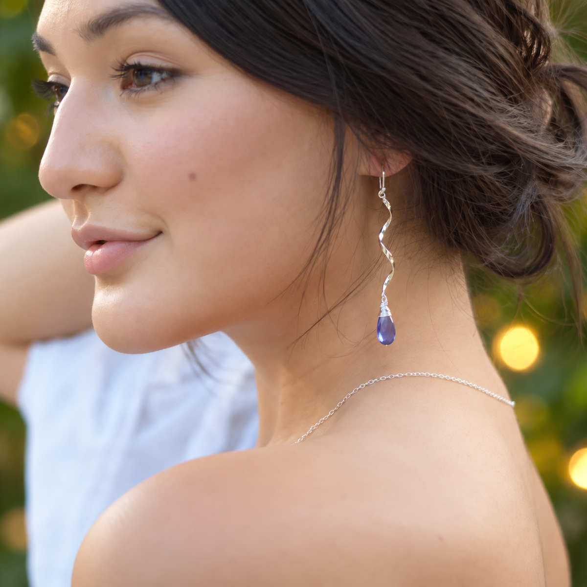 Iolite Gemstone Spiral Earrings – Sterling Silver