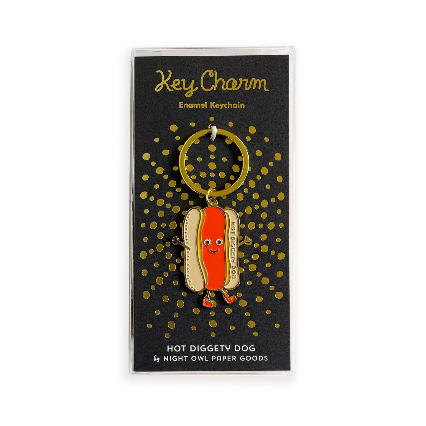 Hot Diggety Dog Enamel Keychain
