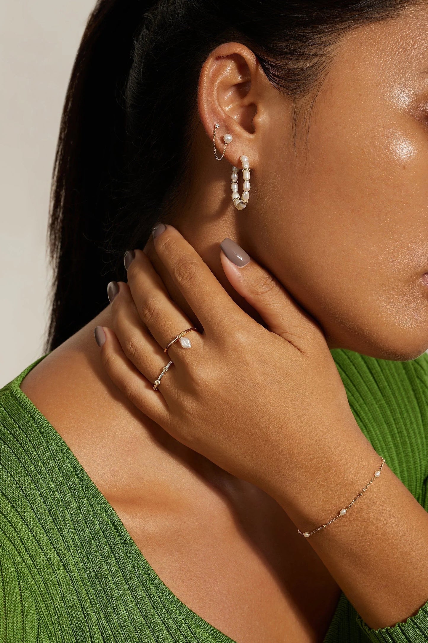 Micro Alternating Pearl & Bead Bracelet