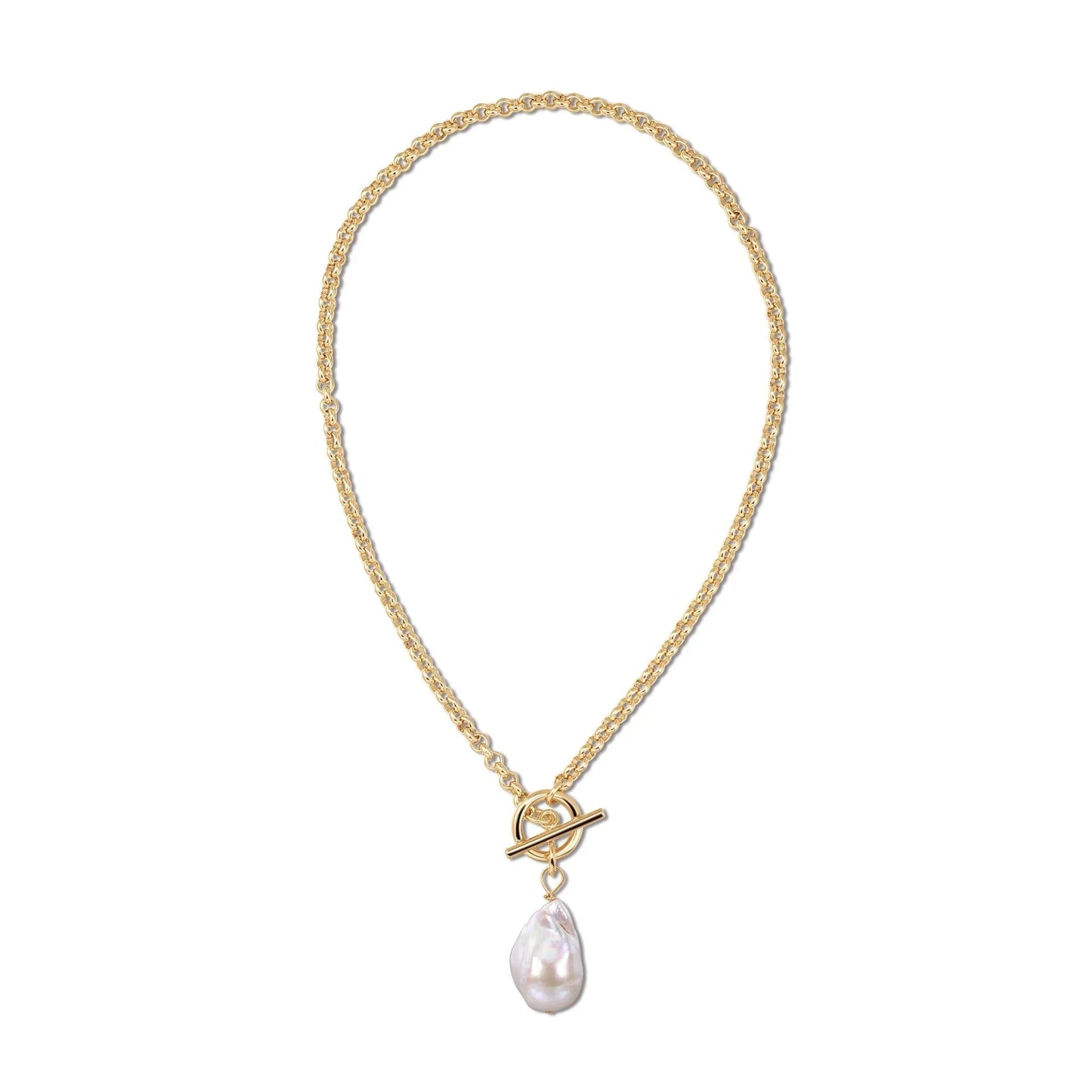 Micro Royal Toggle & Xl Baroque Pearl Pendant Necklace