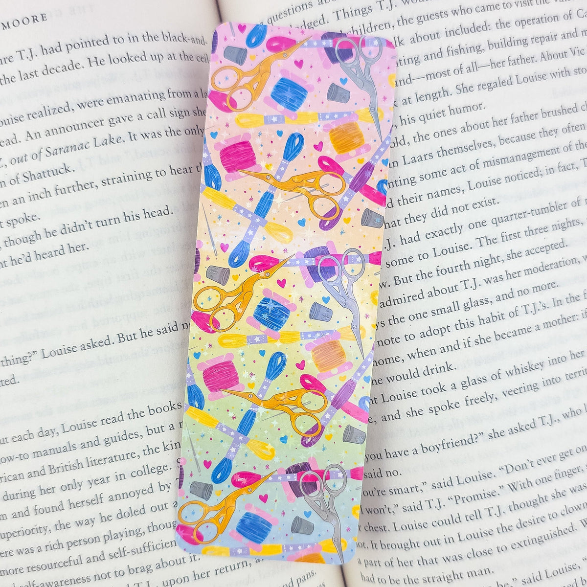 Embroidery Holographic Bookmark - Handmade Sewing & Craft Bookmark, Book Lover Gift