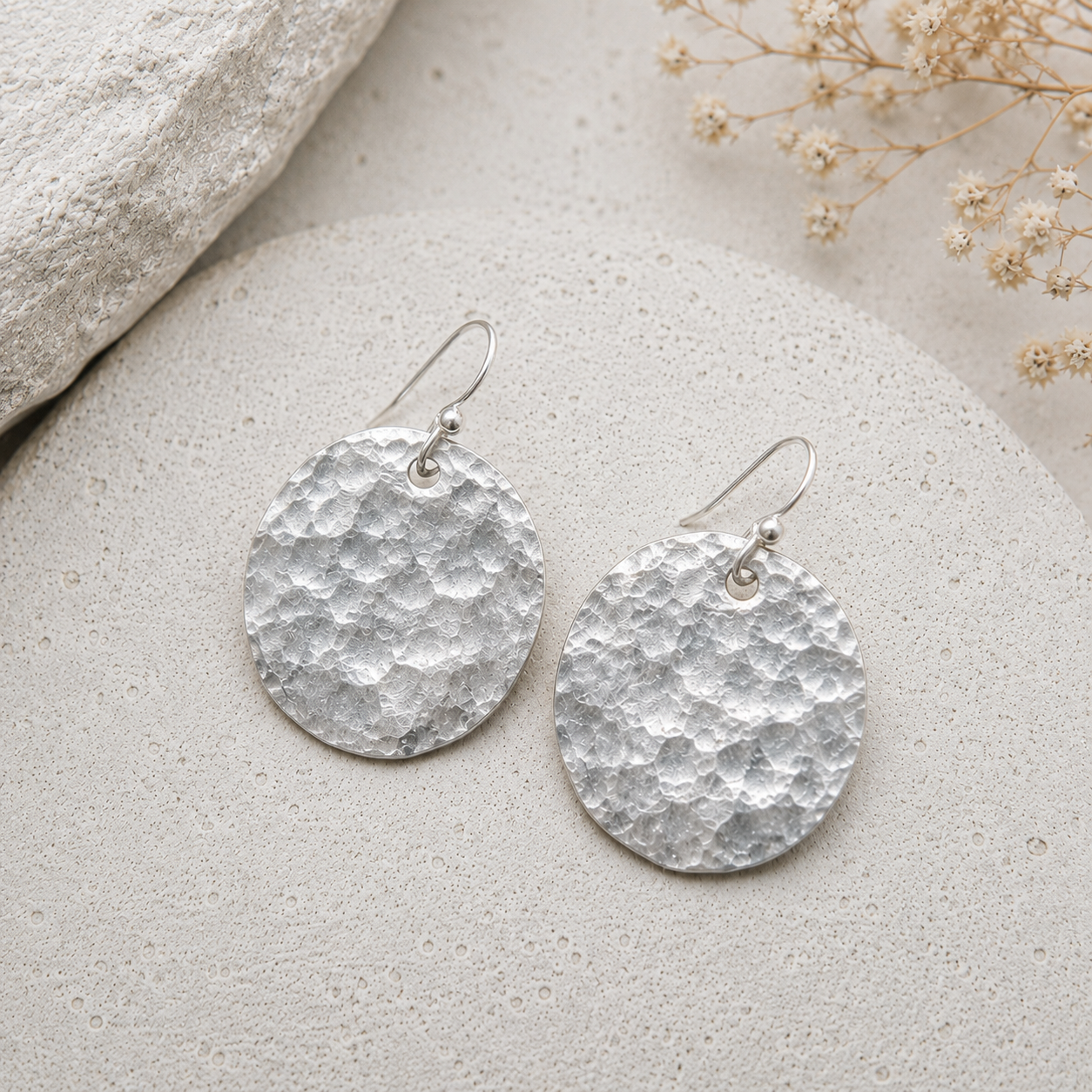 Hand Forged Sterling Silver Disc Earrings
