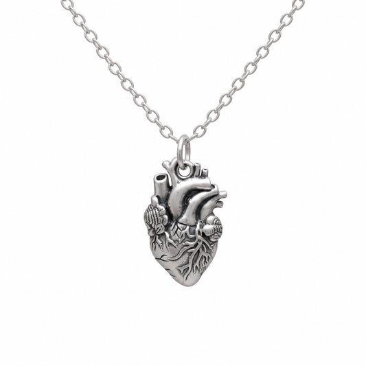 Sterling Silver Anatomical Heart Necklace