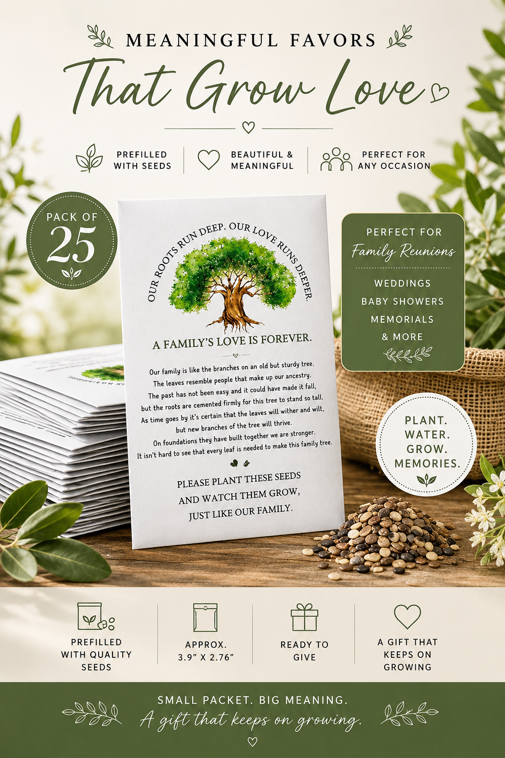 Family Reunion Seed Packet Favors – Set of 25