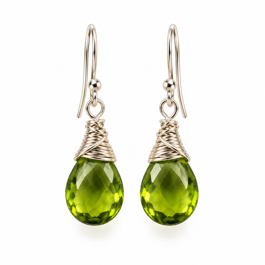 Peridot Gemstone Earrings – Sterling Silver