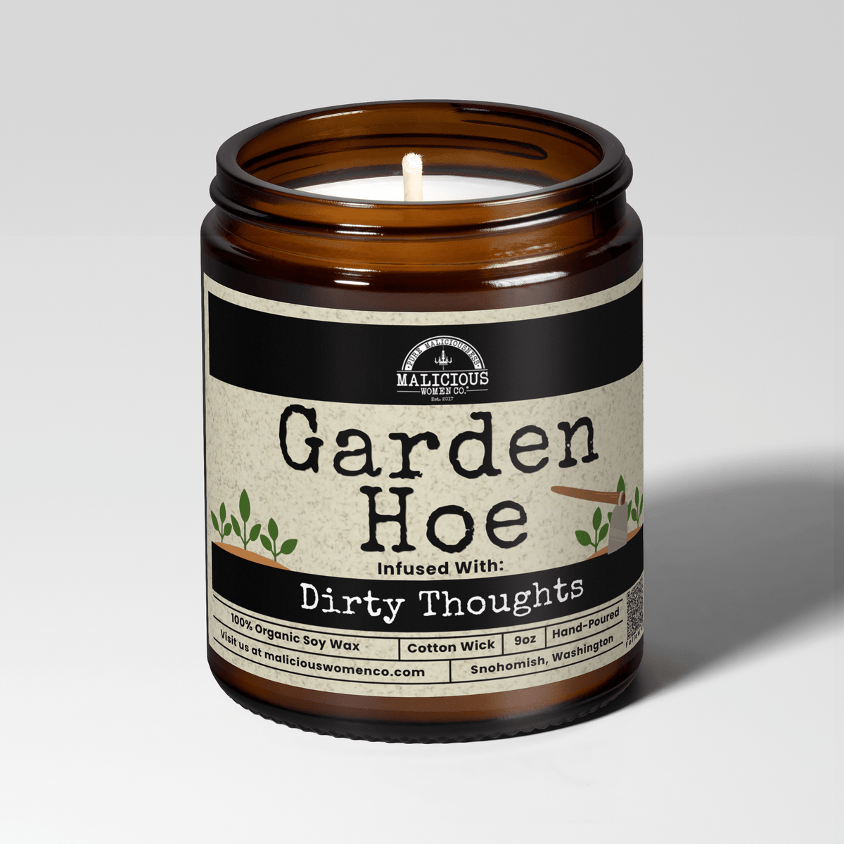 Garden Hoe | Scent: Citron & Stone | 9oz Funny Candle | Malicious Women Co