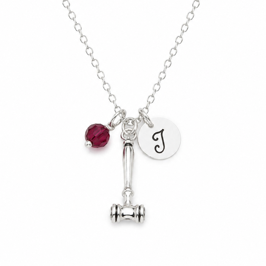 Gavel Charm Necklace – Personalized Sterling Silver Jewelry