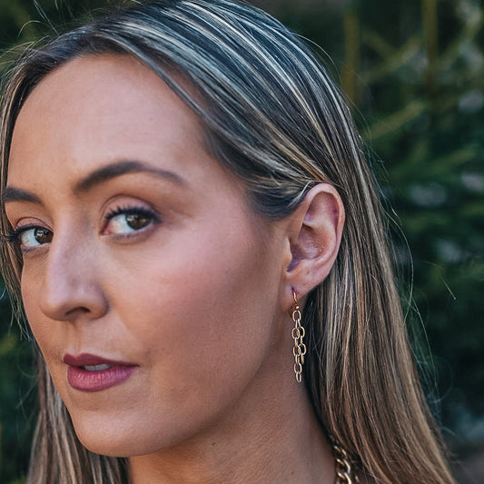 Matte Gold Two Strand Chain Earrings