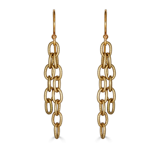 Matte Gold Two Strand Chain Earrings