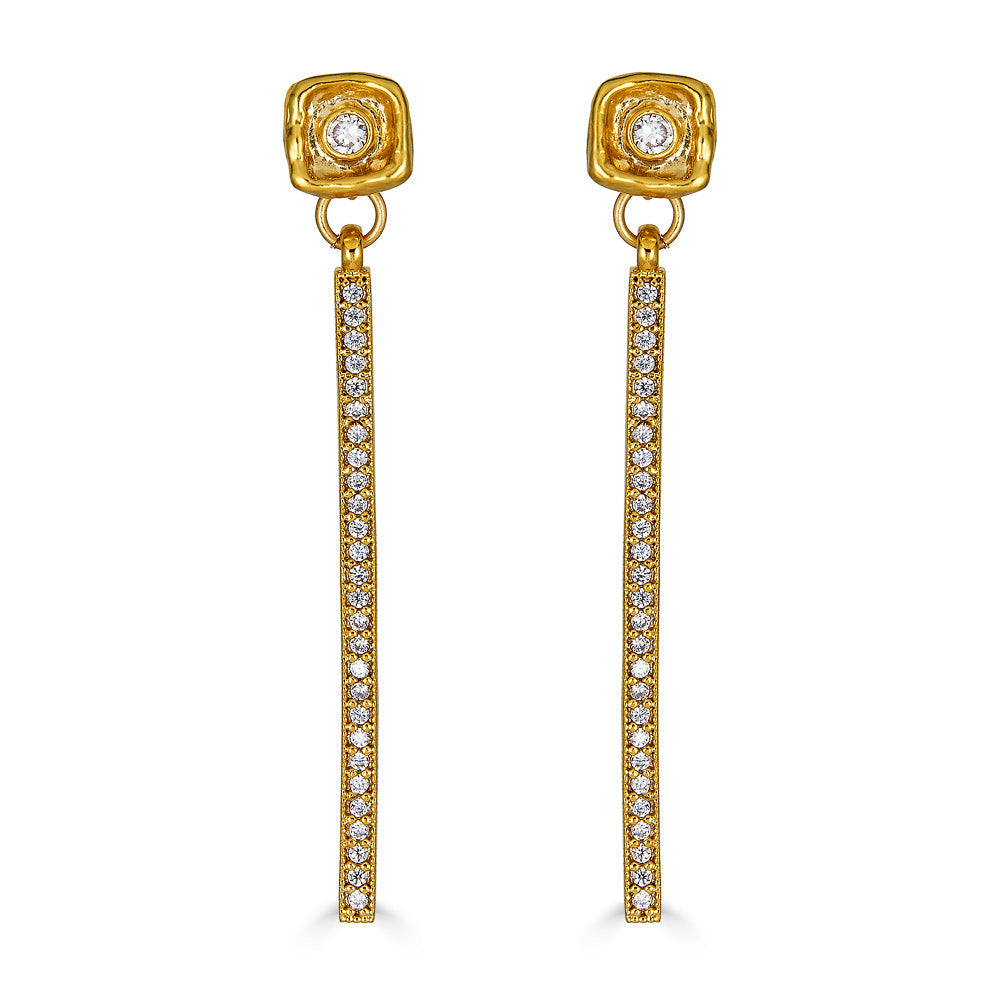 Gold Crystal Bar Earrings