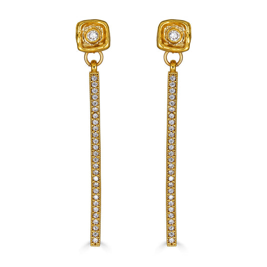 Gold Crystal Bar Earrings