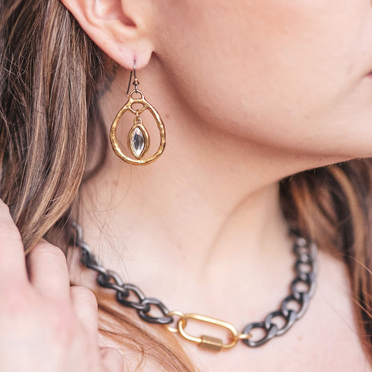 Gold Crystal Hoop Earrings
