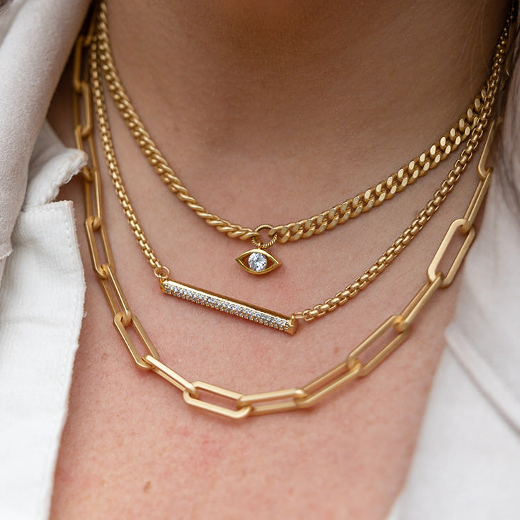 Matte Gold Paperclip Layering Chain