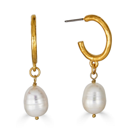 Baroque Pearl Hoop Earrings