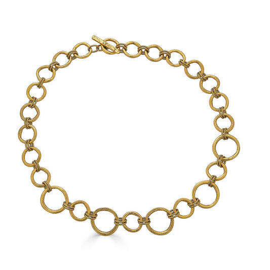Gold  Sculpted Circle Necklace
