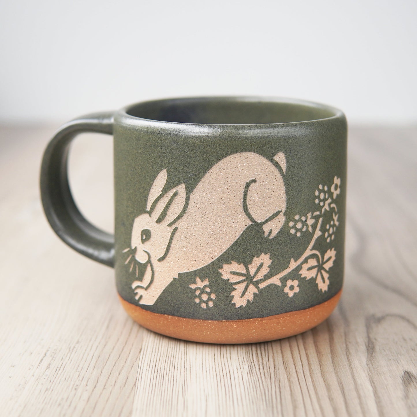 Rabbit Mug, Forest Style Handmade Pottery