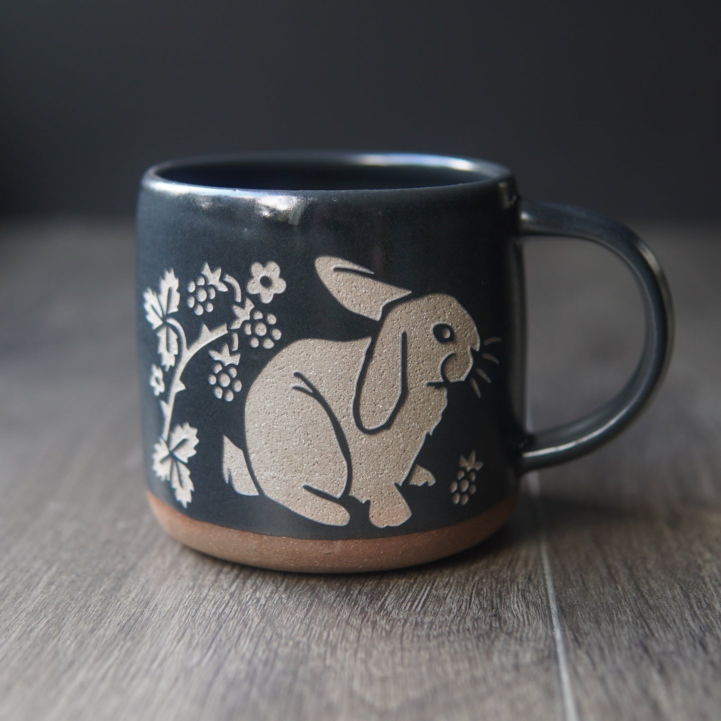 Rabbit Mug, Forest Style Handmade Pottery