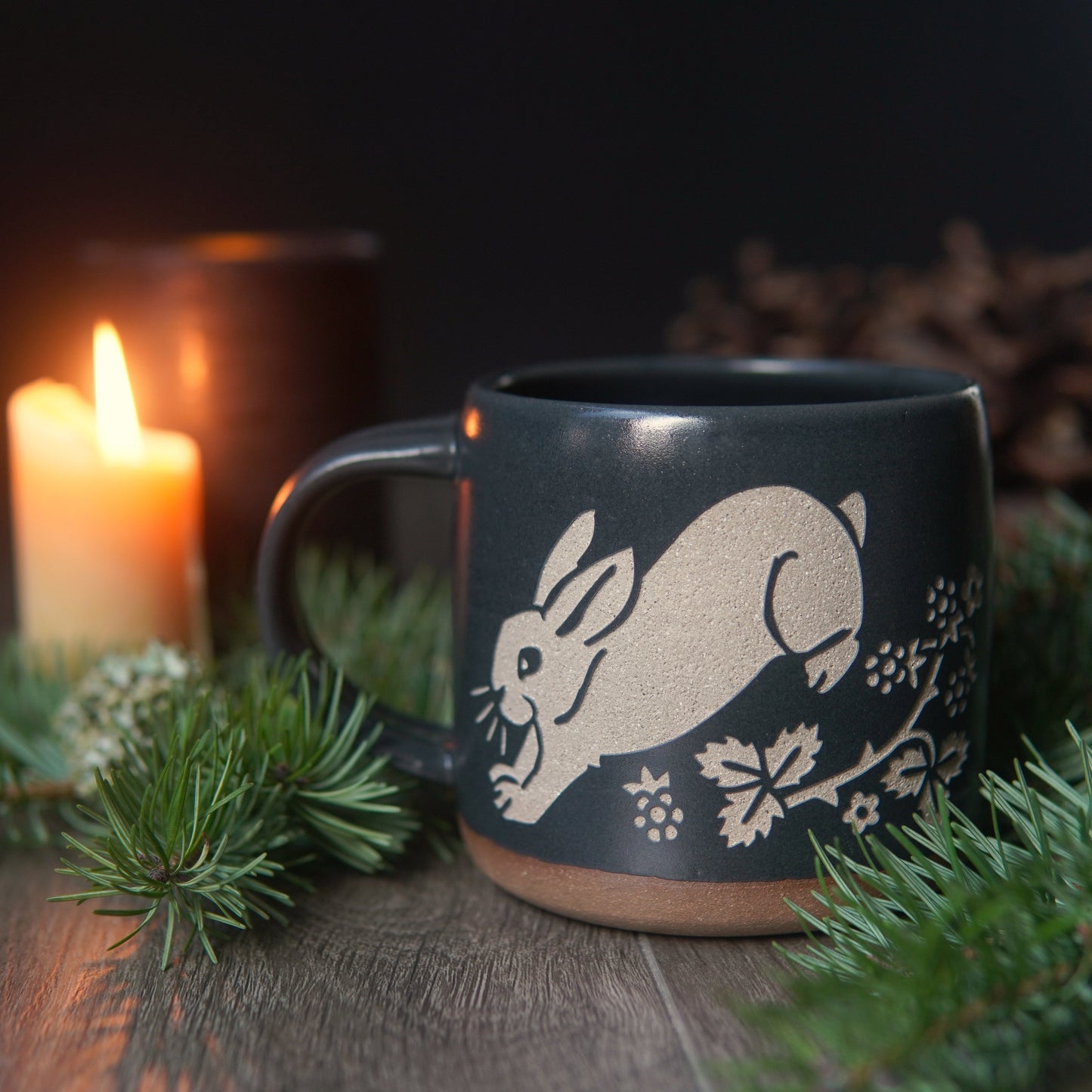 Rabbit Mug, Forest Style Handmade Pottery
