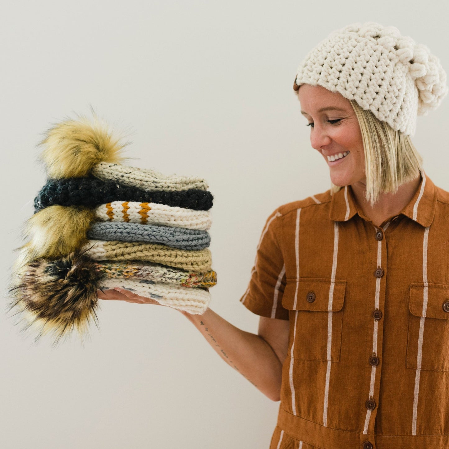 Crochet Slouch Hat | Cream Slouchy Beanie