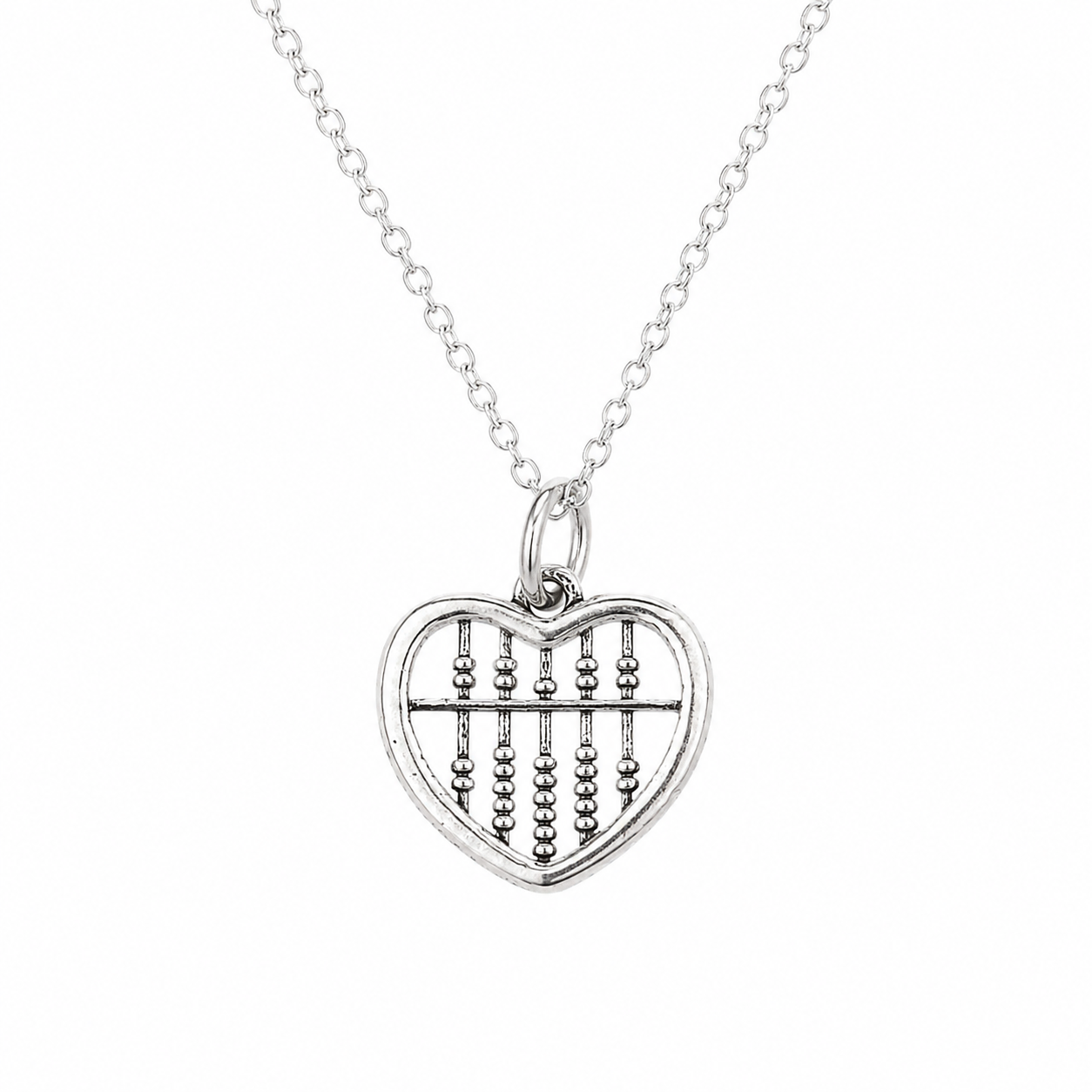 Sterling Silver Abacus Heart Necklace