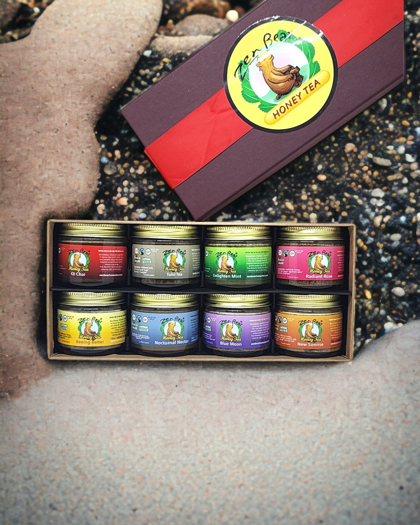 Zen Bear's Honey Tea Sampler – 8 Natural Blends in a Gift-Ready Box