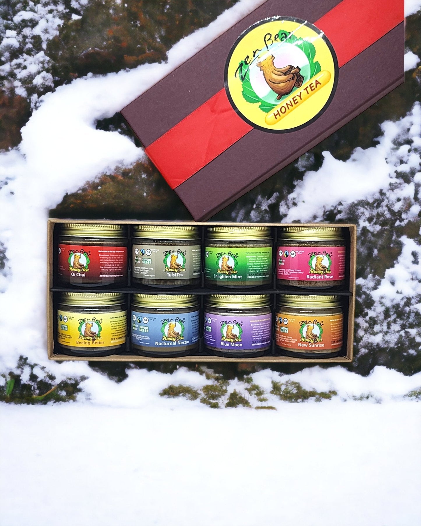 Zen Bear's Honey Tea Sampler – 8 Natural Blends in a Gift-Ready Box