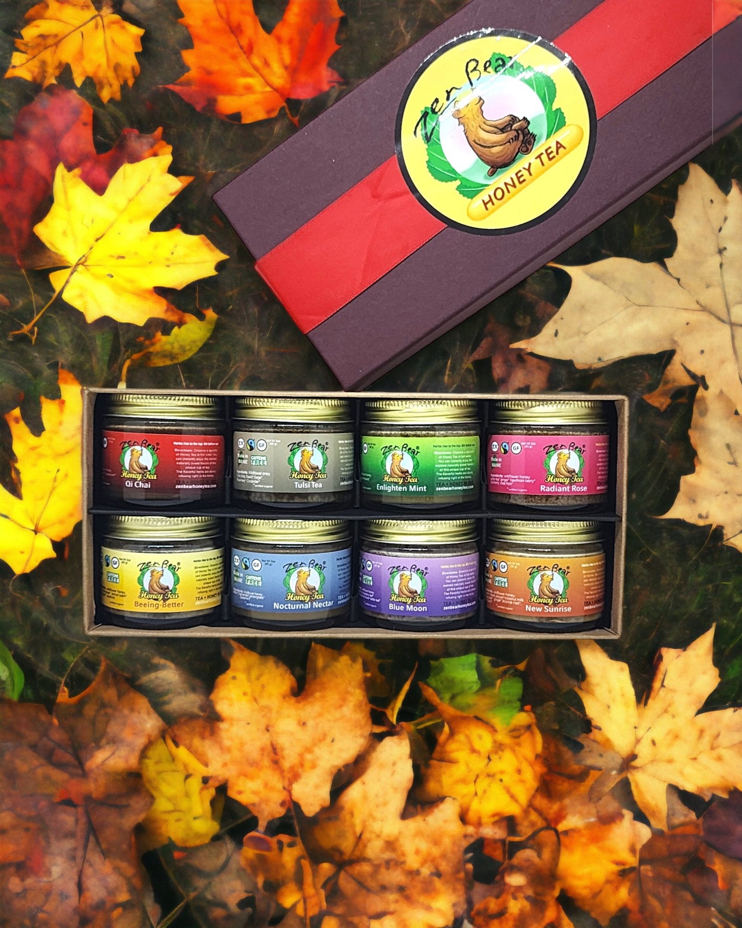 Zen Bear's Honey Tea Sampler – 8 Natural Blends in a Gift-Ready Box