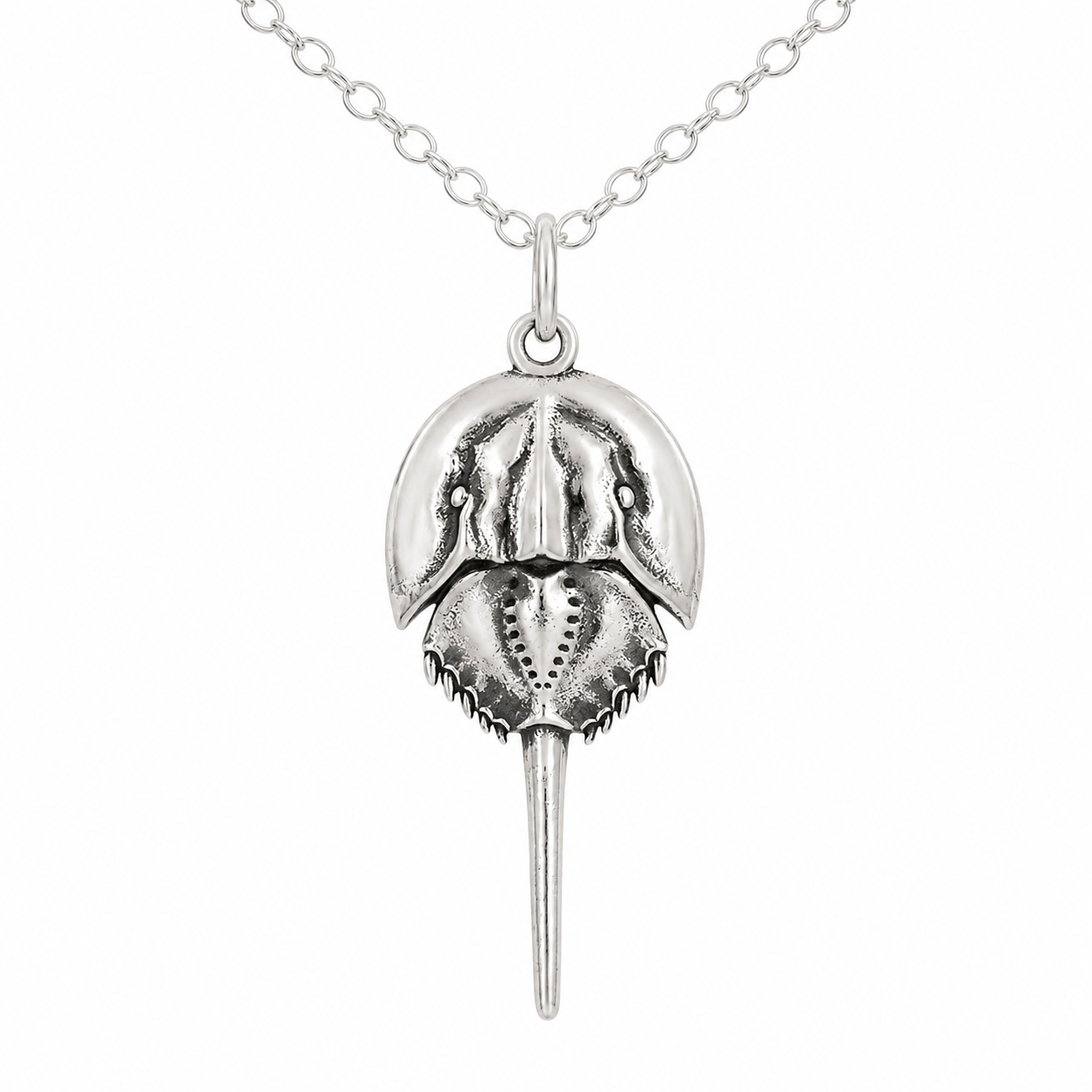 Sterling Silver Horseshoe Crab Charm Necklace