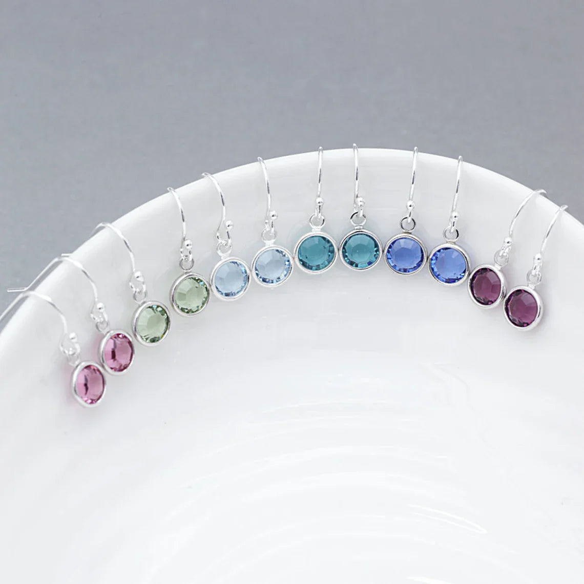Girls Birthstone Earrings • Swarovski Crystal Drops