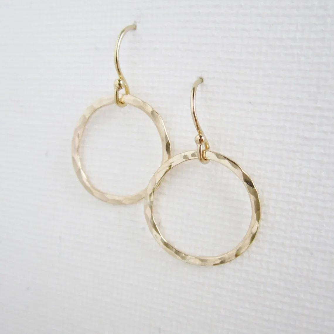 Hammered Hoop Earrings – 16mm Gold Filled or Sterling Silver