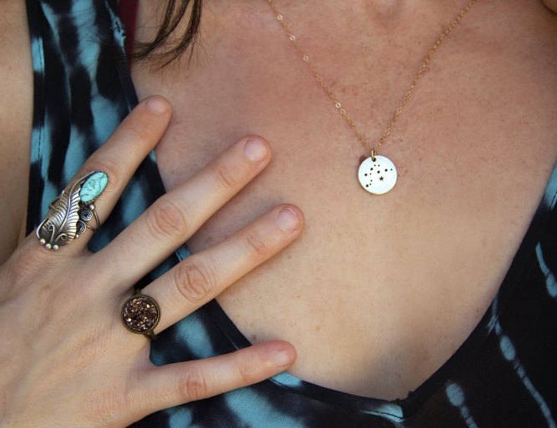 Pisces Zodiac Necklace – Sterling Silver Constellation Pendant on 18” Chain, Astrology Jewelry Gift
