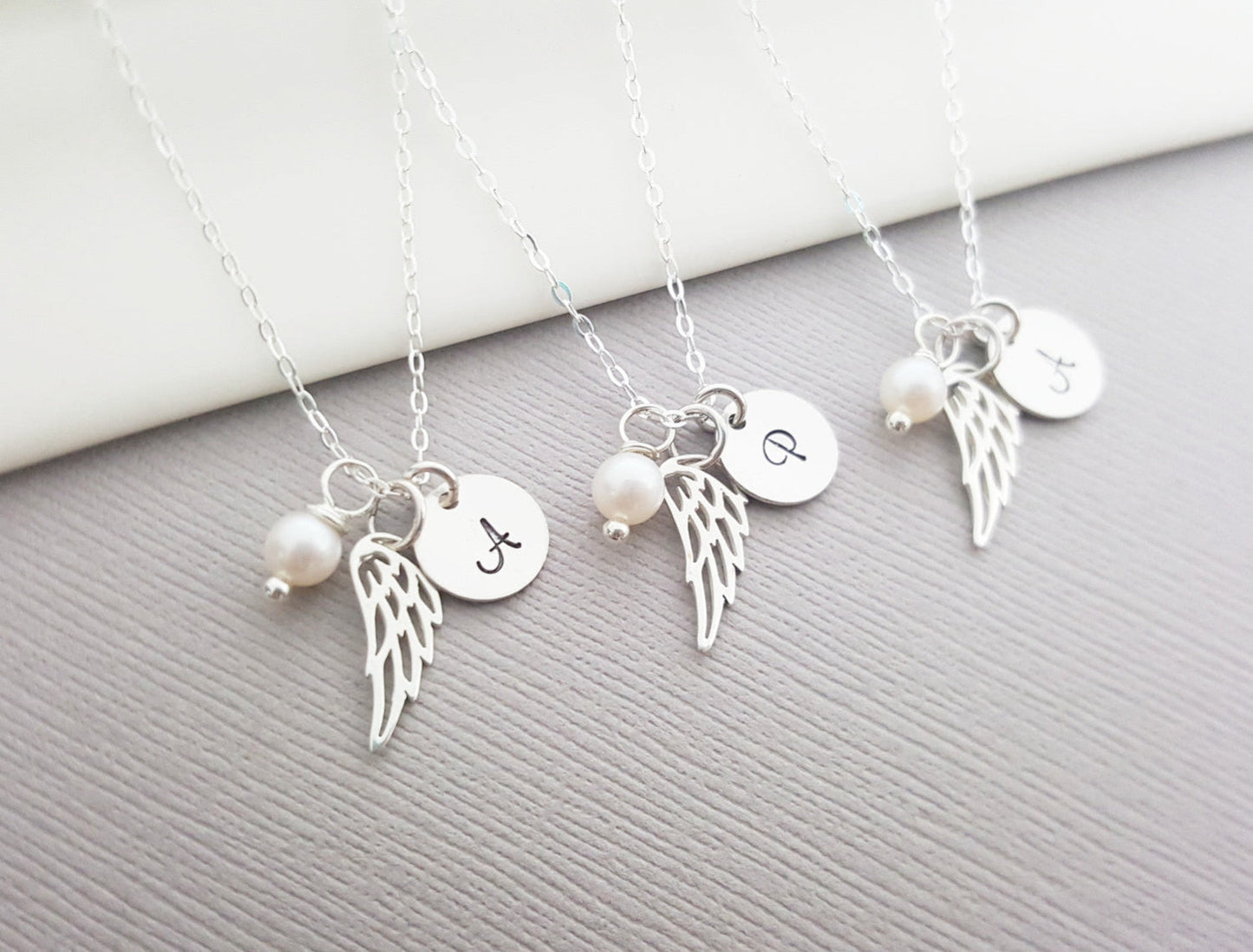Personalized Angel Wing Sterling Silver Necklace