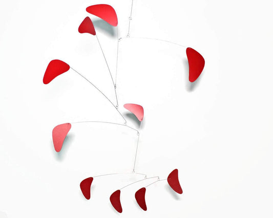 Cascade Style Kinetic Mobile – Modern Hanging Art in Red for Office or Home