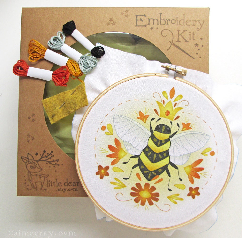 Queen Bee Beginner hand embroidery Complete Kit