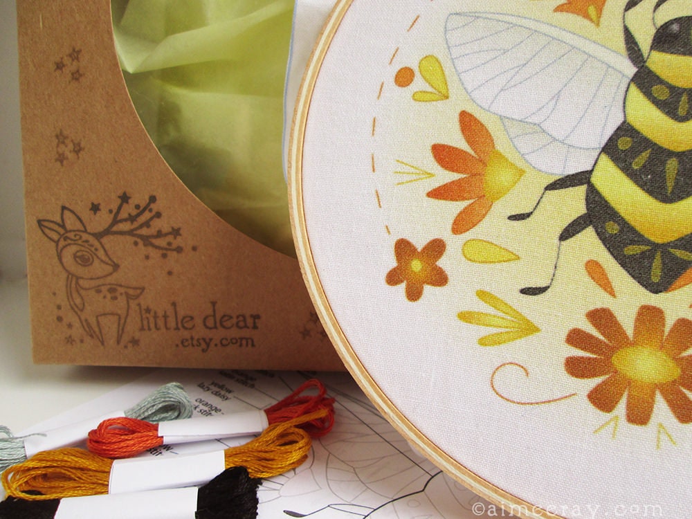Queen Bee Beginner hand embroidery Complete Kit